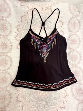 Maurices Black Embroidered Tank Top